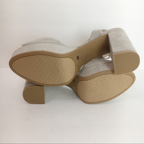 Chinese Laundry Size 10 Theresa Gray Vegan Suede Platform Open Toe Sandals Heels - Picture 8 of 14